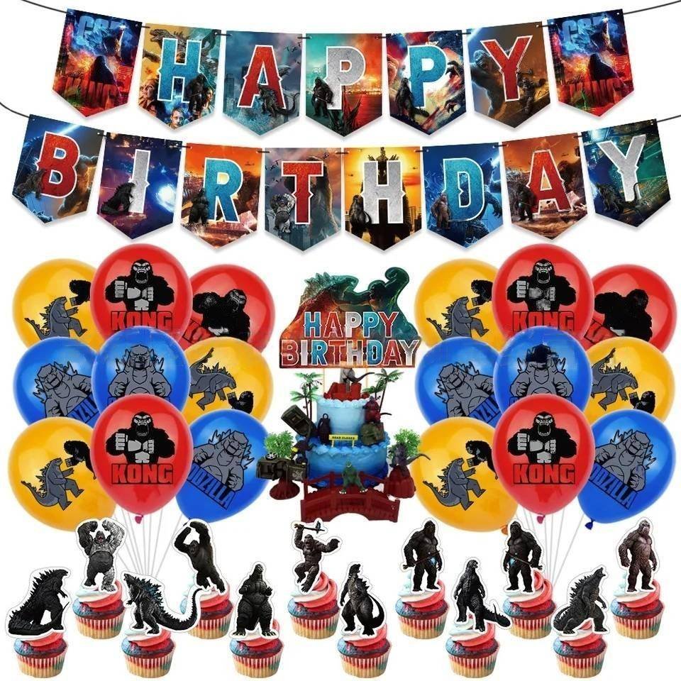 Set 18 Globos Látex Pelicula Godzilla Vs Kong Fiesta y Decoración