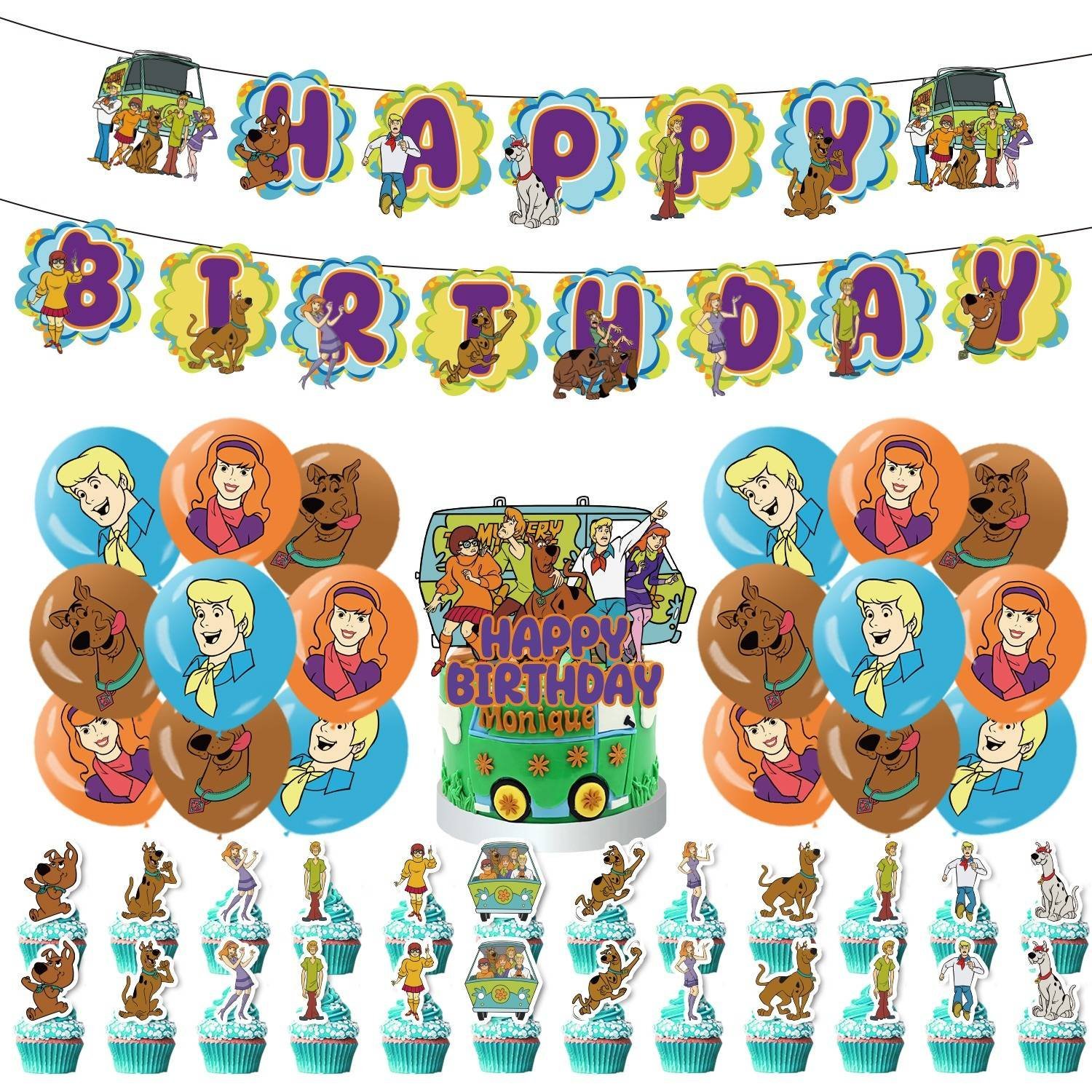 Set 18 Globos Caricatura Scooby Doo Velma Shaggy Fiesta y Decoración