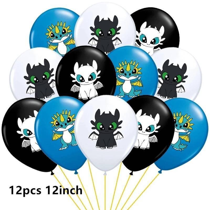 Juego 12 Globos Látex Pelicula Como Entrenar Dragon Chimuelo Fiesta