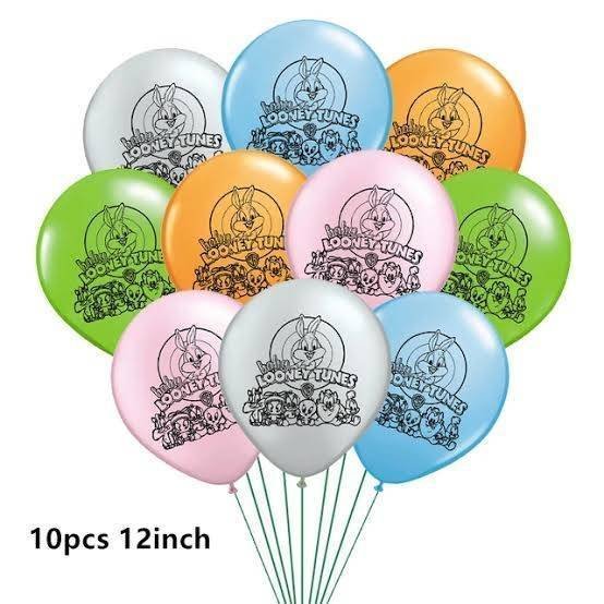 Juego 10 Globos Látex Baby Looney Tunes Bugs Fiesta