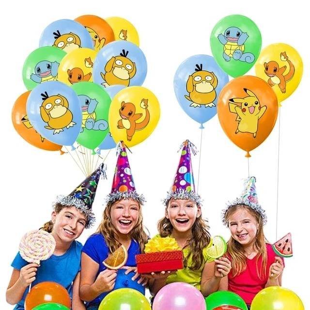 Juego 12 Globos Látex Pokemon Psyduck Squirtle Charmander Fiesta
