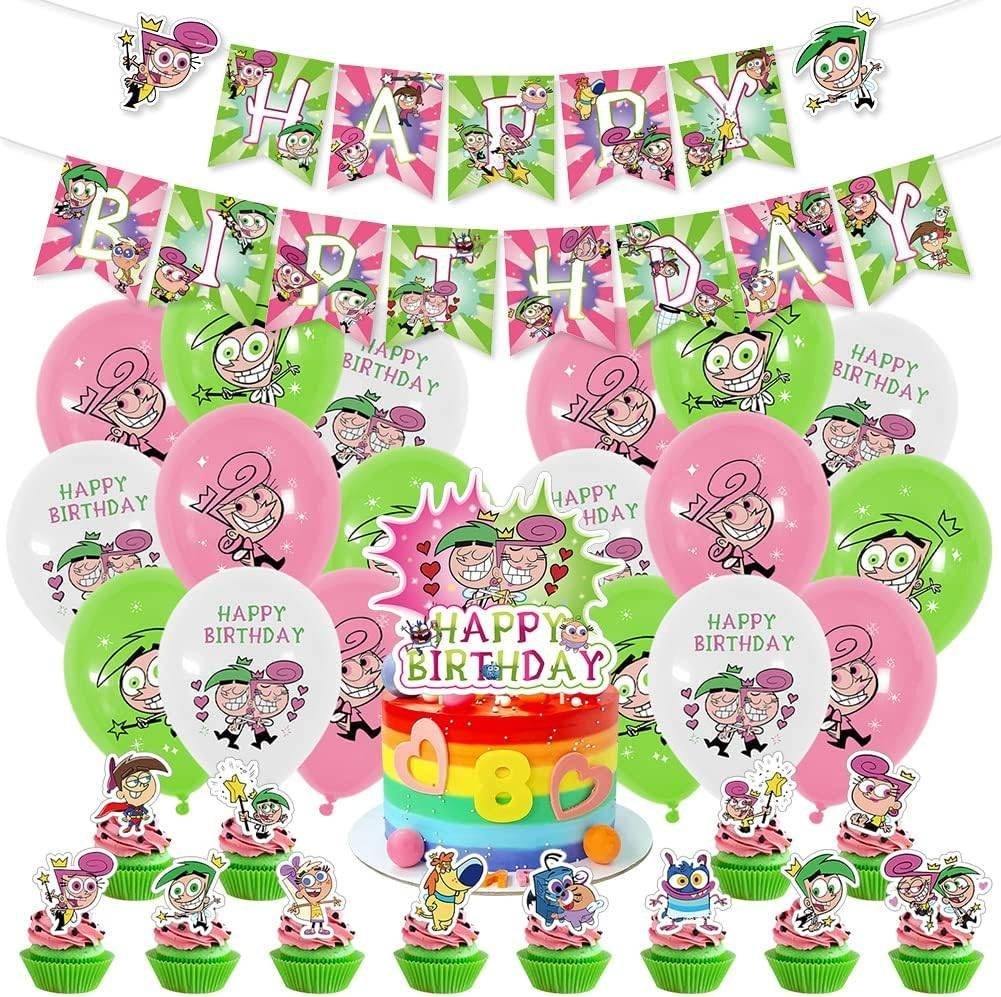 Set 18 Globos Látex Serie Padrinos Magicos Fiesta y Decoración