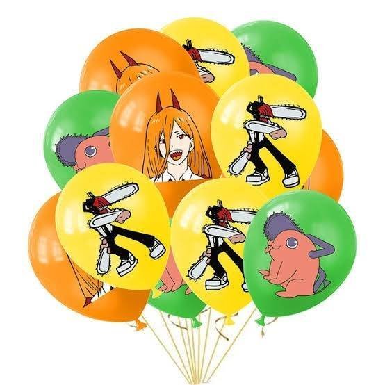 Juego 12 Globos Látex Anime Chainsaw Man Fiesta