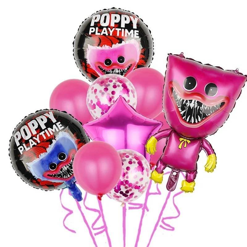 Set 10 Globos Metálico Serie Huggy Wuggy Rosa Fiesta y Decoración