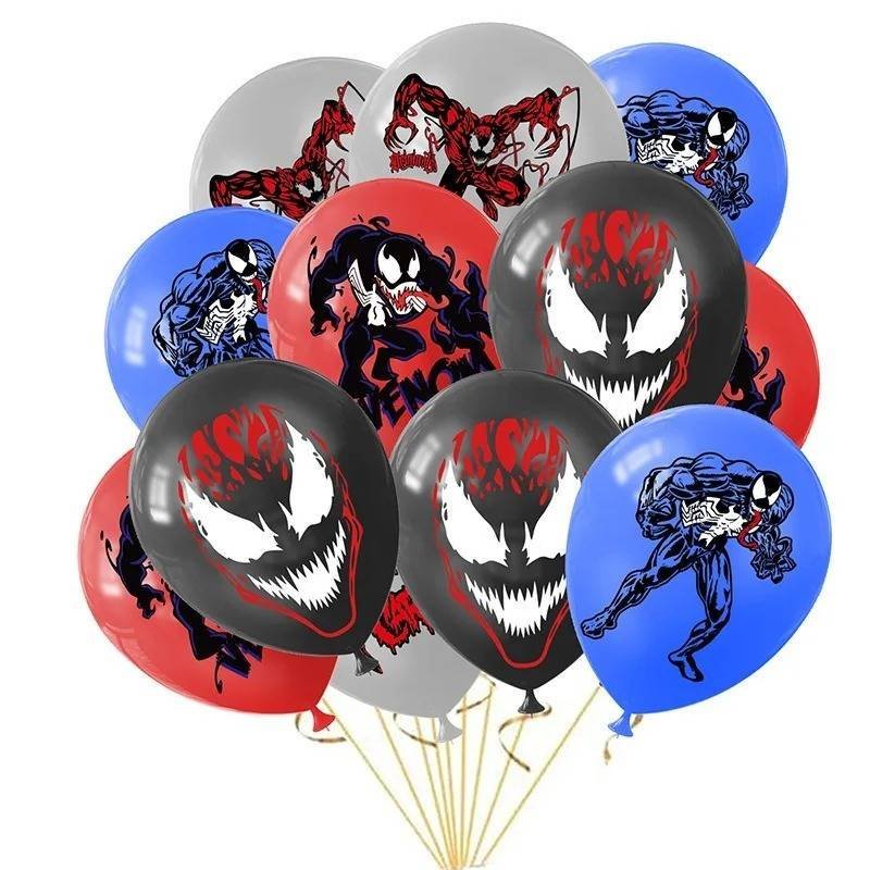 Juego 12 Globos Látex Pelicula Marvel Venom Carnage Fiesta