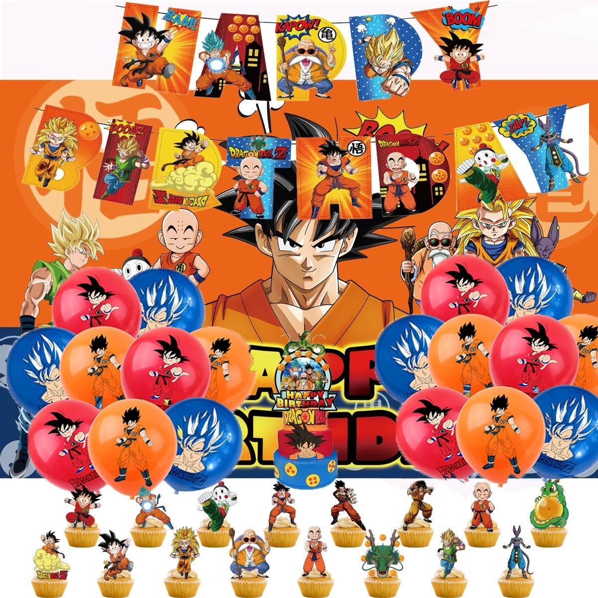 Set 18 Globos Látex Anime Dragon Ball Bills Roshi Metalicos Fiesta y Decoración