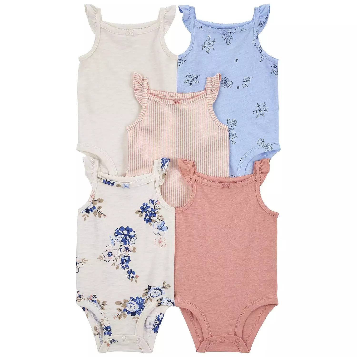 Carters Set 5 Piezas Pañalero Mamelucos Aleteo Floral