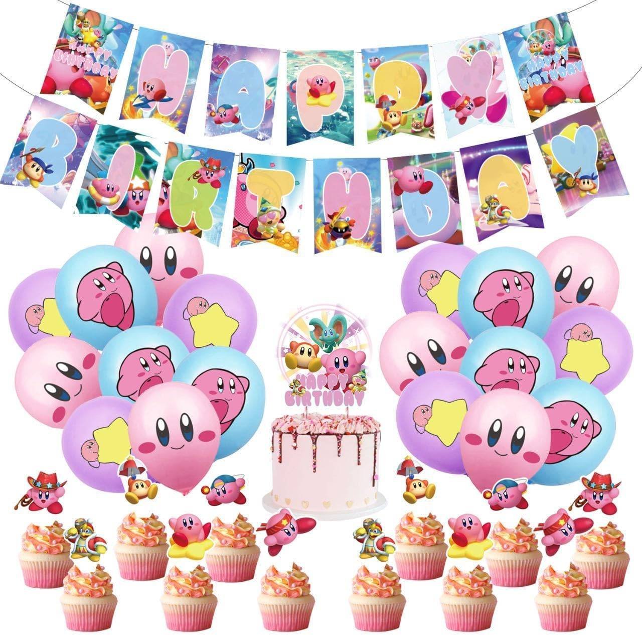 Set 18 Globos Látex Videojuego Kirby Estrella Fiesta y Decoración