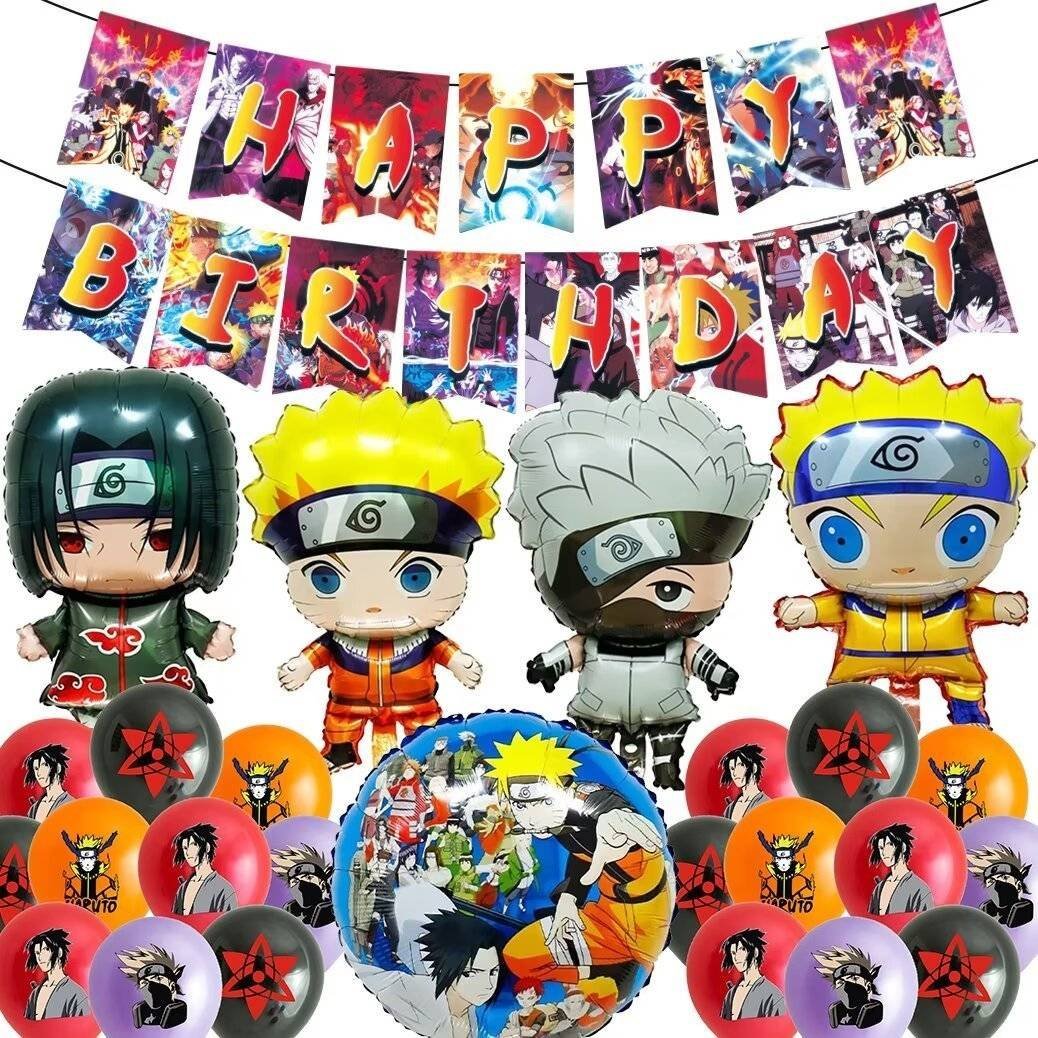 Set 20 Globos Látex Anime Naruto Itachi Kakashi Metalicos Fiesta y Decoración