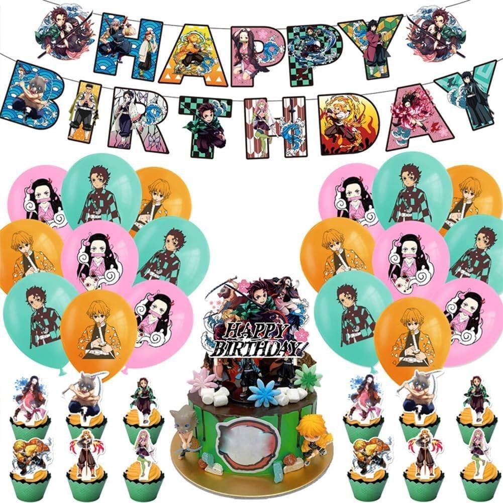Set 18 Globos Látex Anime Demon Slayer Nezuko Fiesta y Decoración
