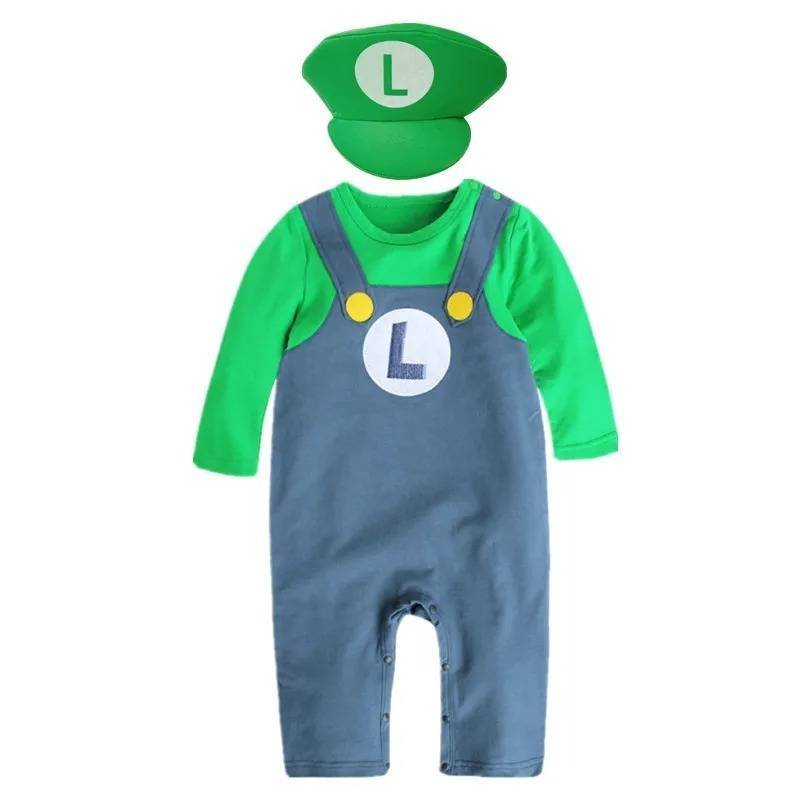 Mameluco Pijama Super Mario Bros Luigi Bebé Kawaii Disfraz