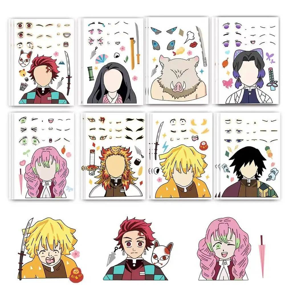 8 Etiquetas Armar DIY Demon Slayer Anime Calcomanías Pegatinas