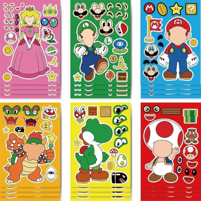 24 Etiquetas Armar DIY Videojuego Super Mario Modelo 2 Calcomanías Pegatinas