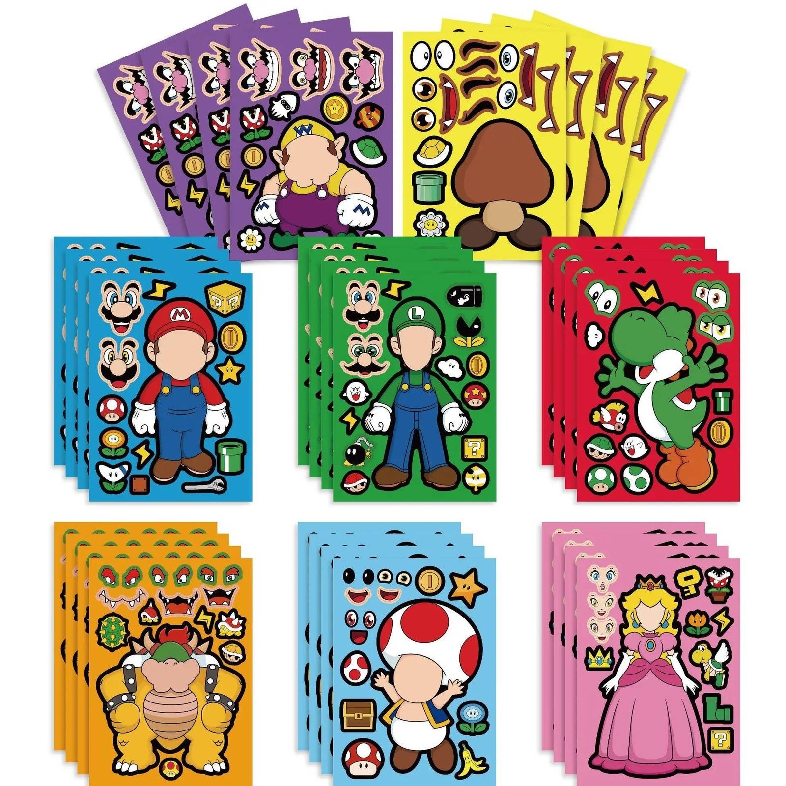 24 Etiquetas Armar DIY Videojuego Super Mario Modelo 3 Calcomanías Pegatinas