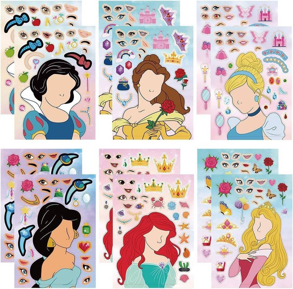 24 Etiquetas Armar DIY Película Princesas Cenicienta Calcomanías Pegatinas