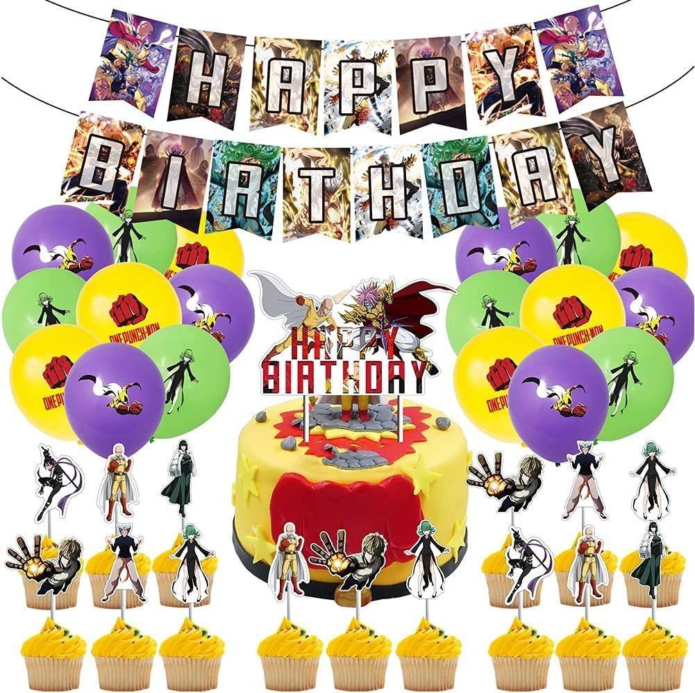 Set 18 Globos Látex Anime One Punch Man Saitama Fiesta y Decoración