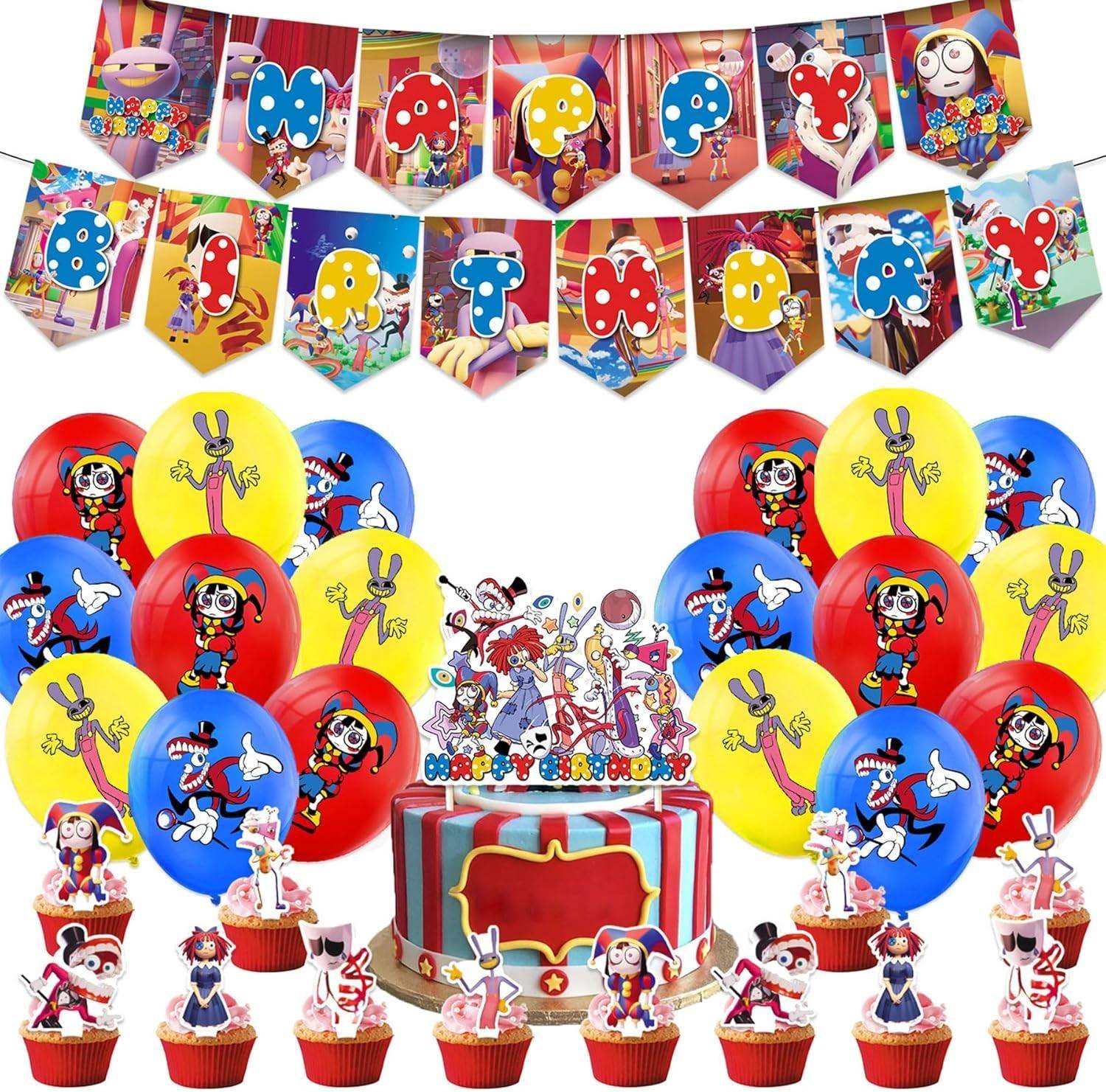 Set 18 Globos Látex Serie Circo Digital Fiesta y Decoración