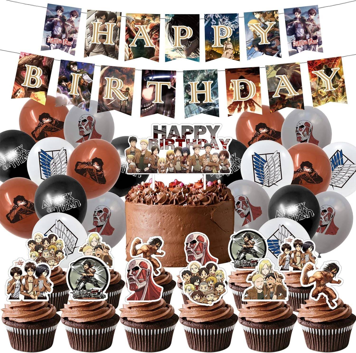 Set 20 Globos Látex Anime Shingeki no Kyojin Titanes Fiesta y Decoración