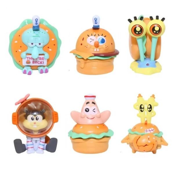 6 Figuras de Coleccion Caricatura Bob Esponja Squarepants Hamburguesas