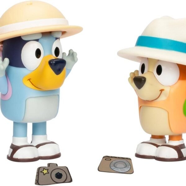 Bluey 2 Pack Figuras 2.5" Sombreros Extraíbles Niños Edad Preescolar Bingo Original