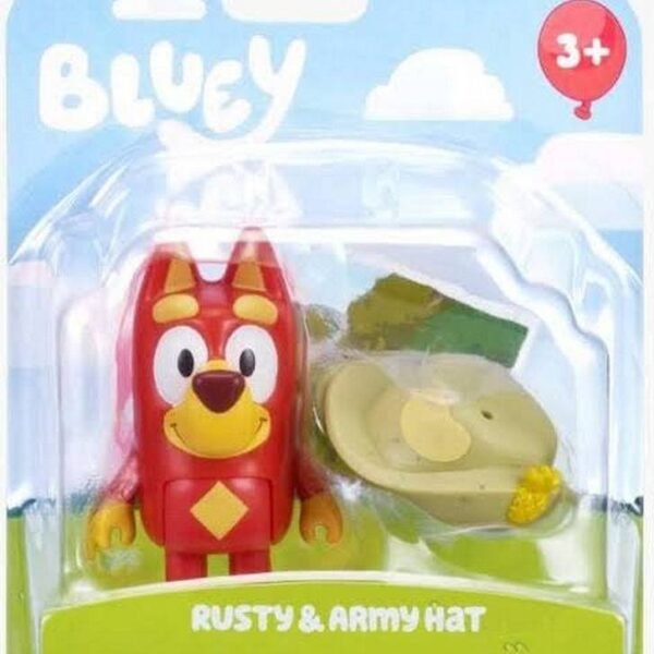 Figura Colección Bluey Story Pack Starter Rusty & Army Hat Set Regalo