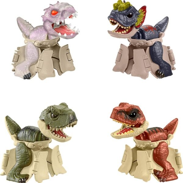 Mattel Jurassic World Hidden Hatchers 4 Dinosaurios Juguete Transformador 2 en 1 Huevo